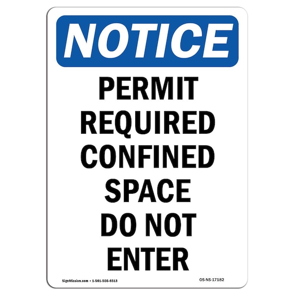 OSHA Sign, Permit Req Confined Space, 5in X 3.5in Decal, 10PK, 3.5" W, 5" H, Portrait, PK10